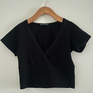 Classic Brandy Black V-Neck Crop Top